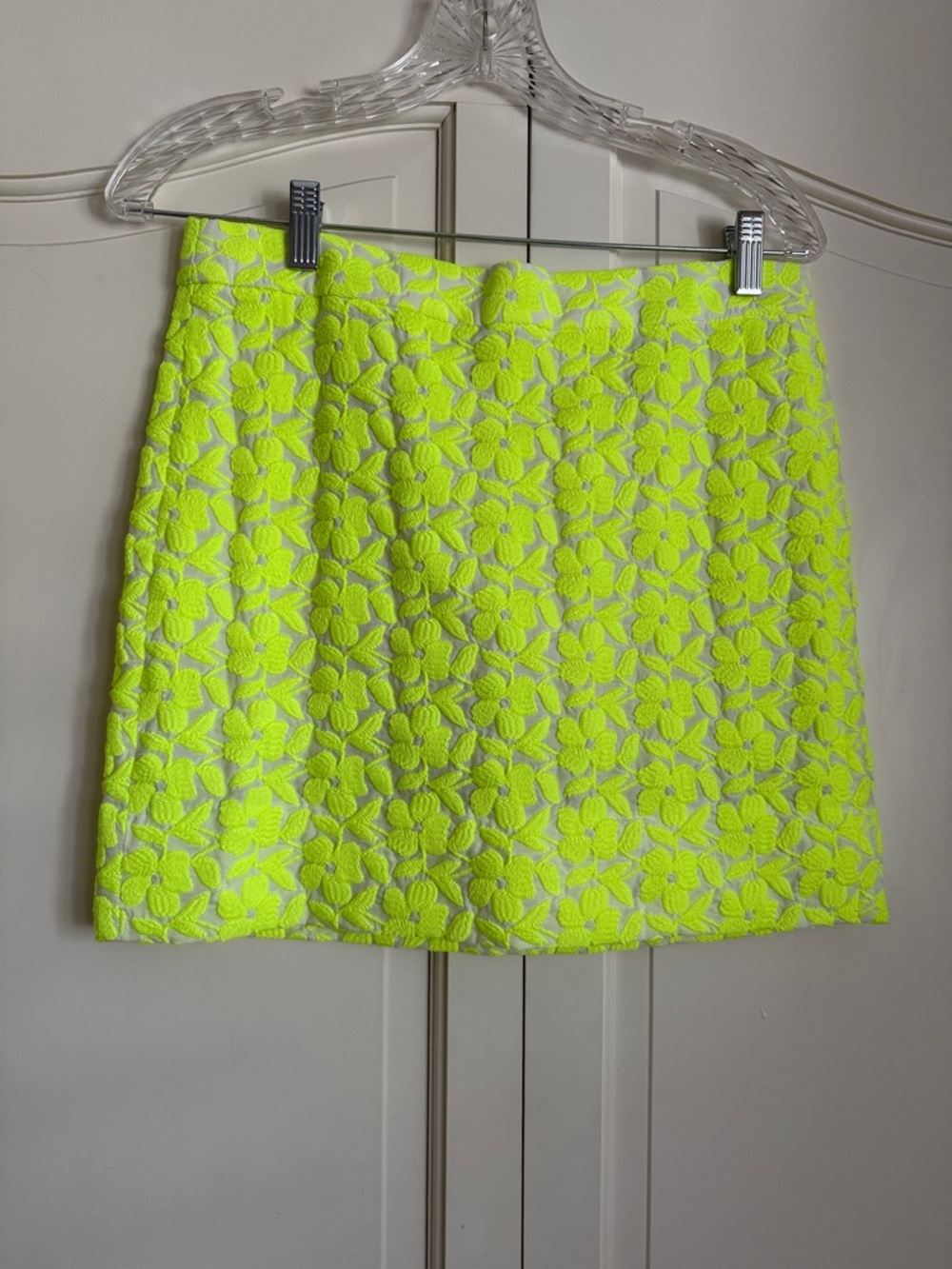 J. Crew Neon Yellow Floral Lace Mini Skirt